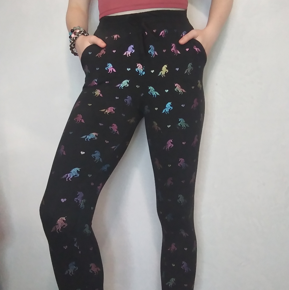 Black unicorn joggers